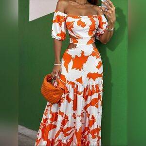 Casual Long Summer Dress  Floral Strappy Bohemian Style Ruched Ethnic Beach DRES